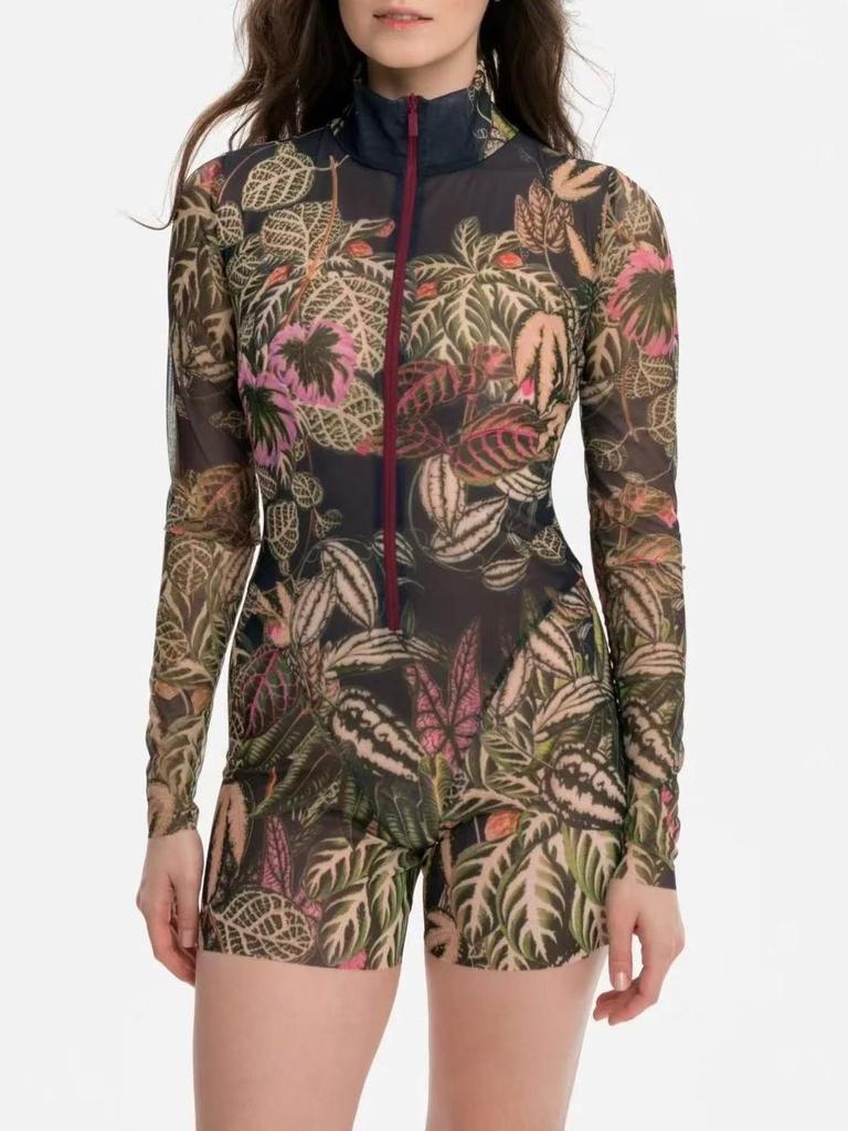 Russian Sexy Long-Sleeve One-Piece Surf Swimsuit for Women