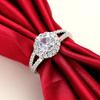 Huitan Crystal Round Cubic Zirconia Rings Brilliant Wedding Band Accessories for Women Luxury Proposal Engagement Rings Jewelry