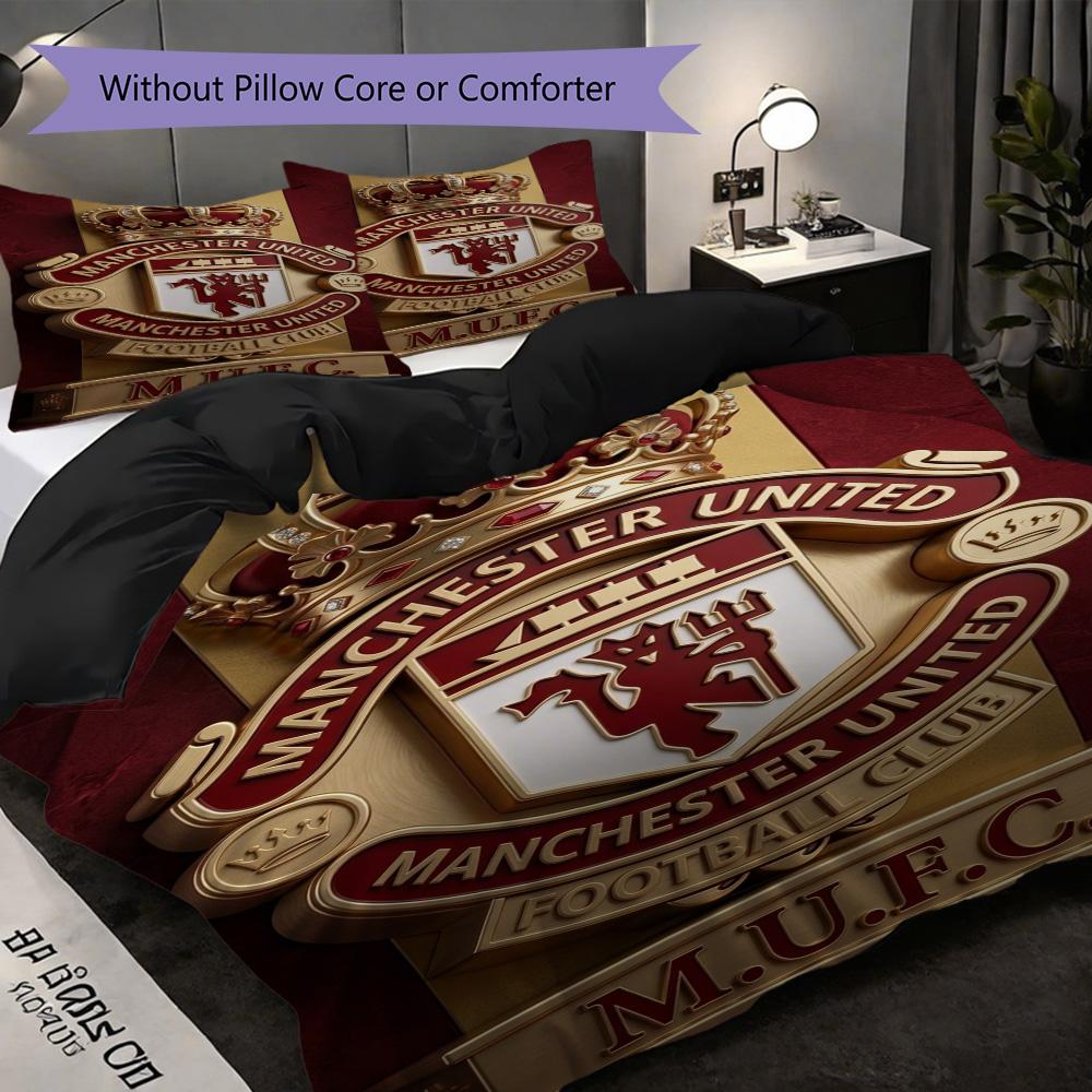 Manchester Glory Bedding (1 * duvet cover + 2 * pillowcase, without core) 2D Flat Duvet cover and pillowcase Soft and comfortable Bedding set