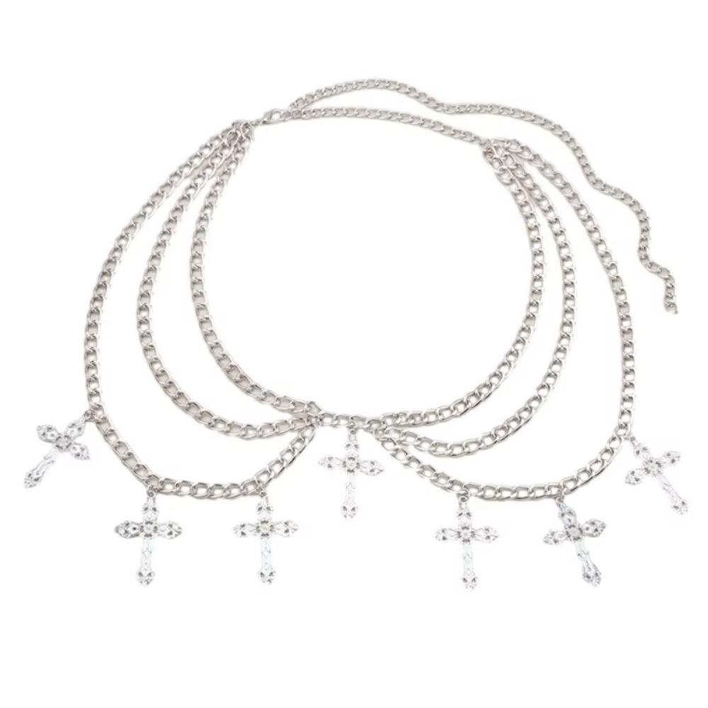 Elegant Cross Waist Chain Metal Body Chains Fashion Punk Waist Chain  Unisex