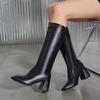 Spring Autumn Punk Style Square Toe Women Knee-High Boots Chunky Low Heels Long Booties Shoes  De Mujer