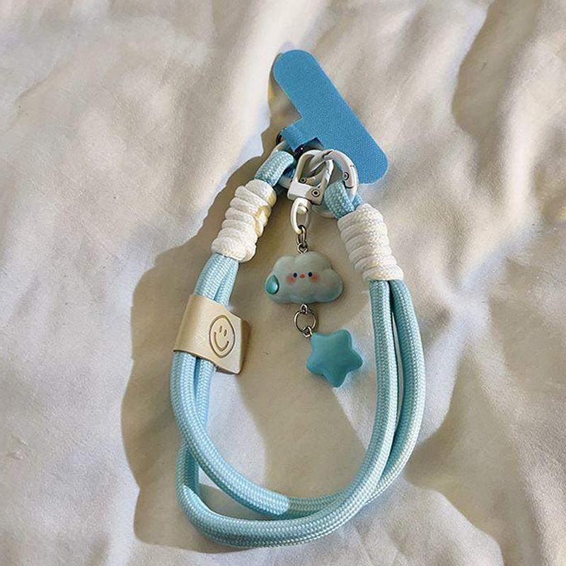 Colourful Mobile Phone Strap Short Wrist Strap Clouds Star Charm Keychain Camera Chain Lanyard Universal Phone Case Lanyard