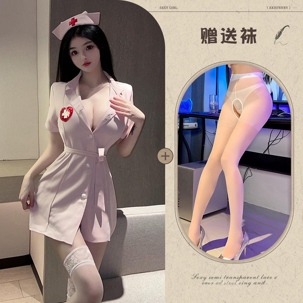 Sexy Nurse Outfit Lingerie Deep V Seduction Hot Cosplay Bed Uniform Suit