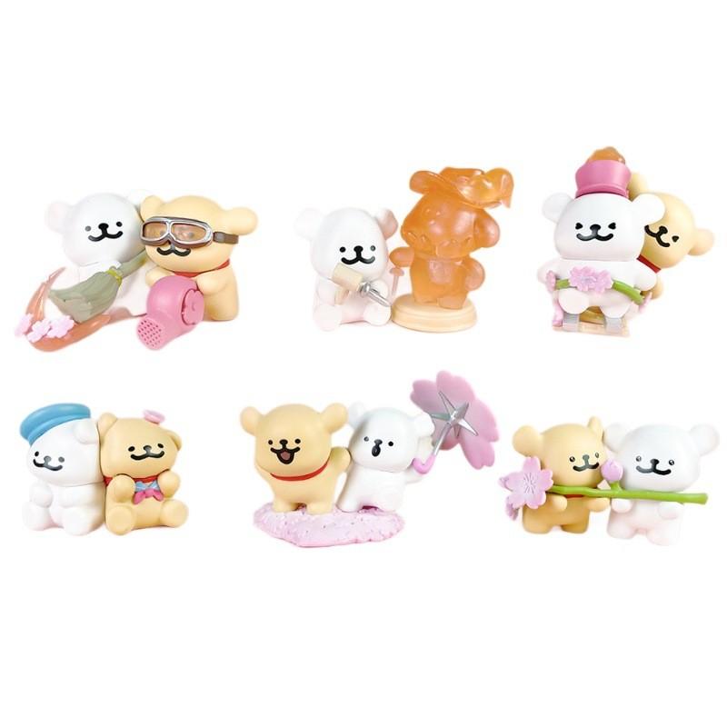 Dog Maltese Pvc Models Collectible With Cherry Blossom Design For Fans Gift