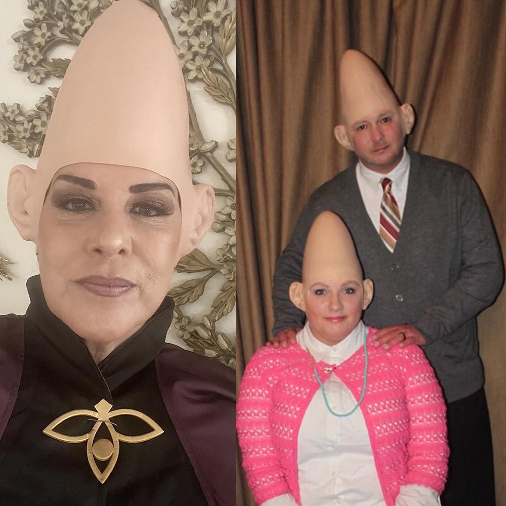 Conehead Conical Alien Mask Cap Cosplay Fake Eagg Shaped Skin Latex Helmet Halloween Carnival Purim Party Costume Props