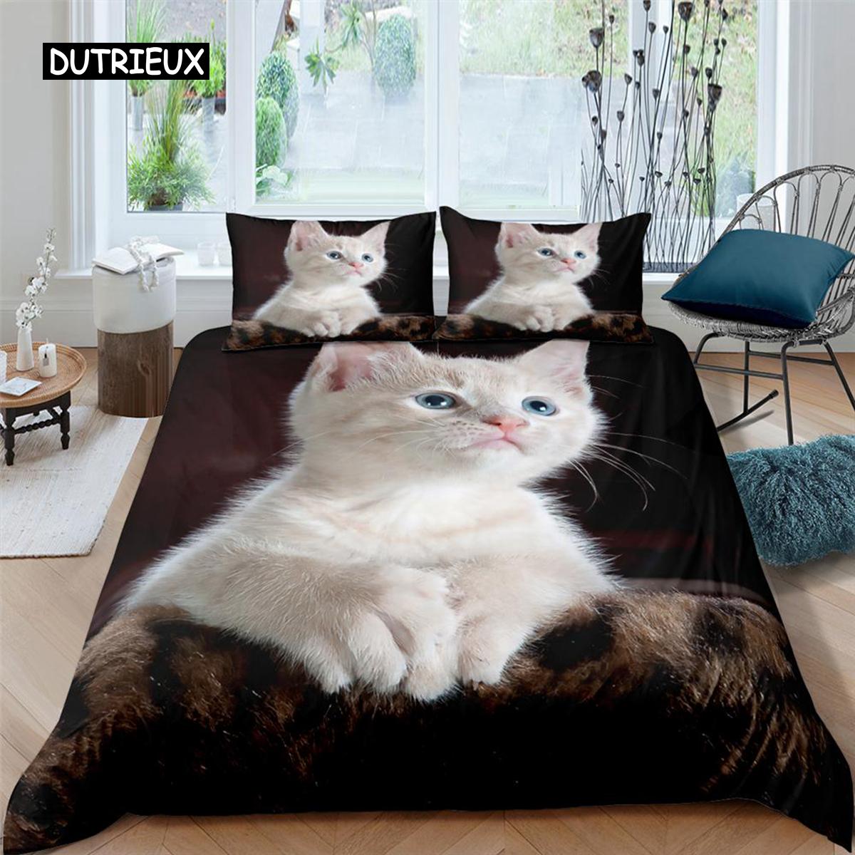 

Підодіяльник Cat Cats Pattern Twin Комплект постільної білизни Cute Kitten for Boys Поліестер Mysterious Black Cat King Size Підодіяльник King Size AU Single(140x210cm)
