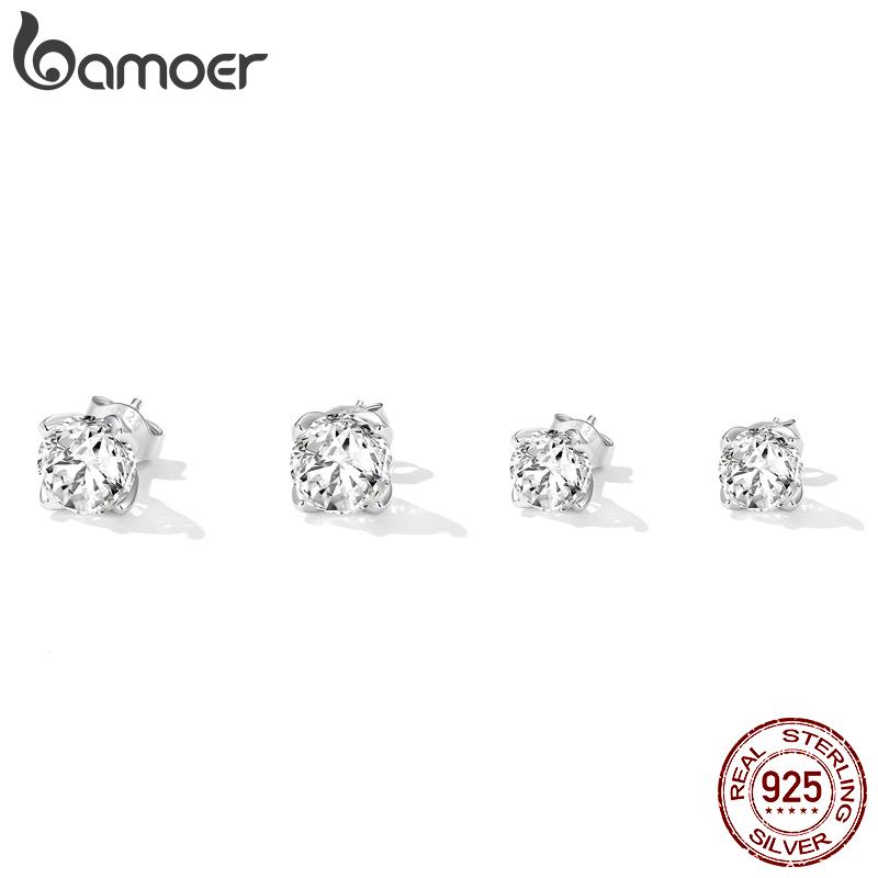 BAMOER 925 Sterling Silver Moissanite Stud Earrings for Women Wedding Gift Top Quality Dazzling Earrings Fine Jewelry