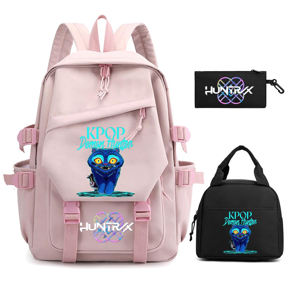 3Pcs/set K-pop Demon Hunters Printed Backpack for Teenger Boy Girl Large Capacity Schoolbag Children Student Bookbag Women Waterproof Travel Bag