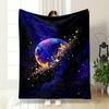 A Radiant Planet Encircled by Colorful Butterflies and Sparkling Stars. for All Seasons Blanket Lunch Break Throw Gift