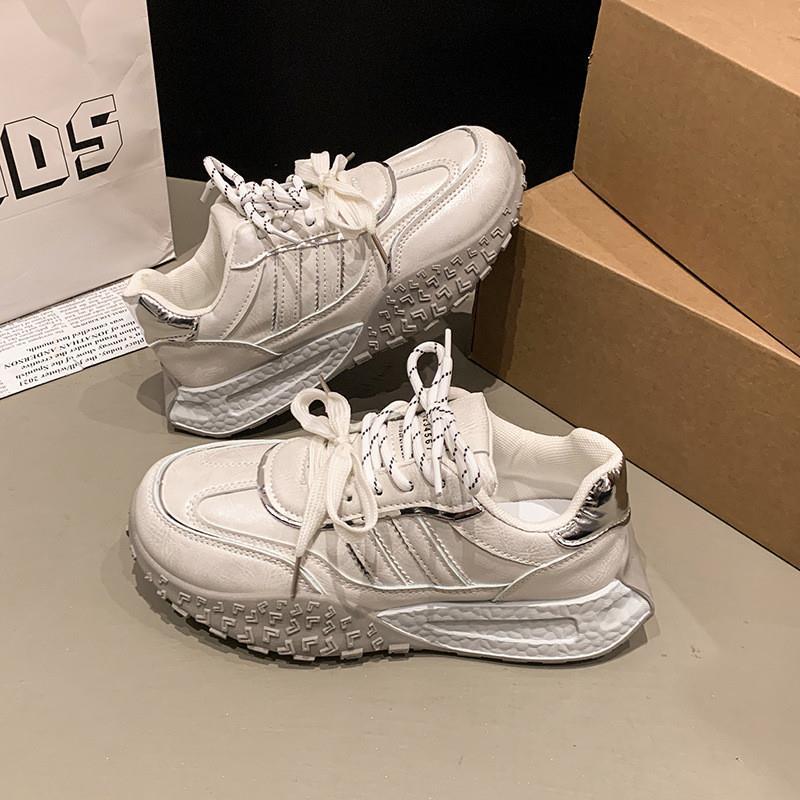 

Korean version 2025 spring and summer new popular thick-soled dad shoes women s shoes popular versatile small casual sports shoes 35 серебряный