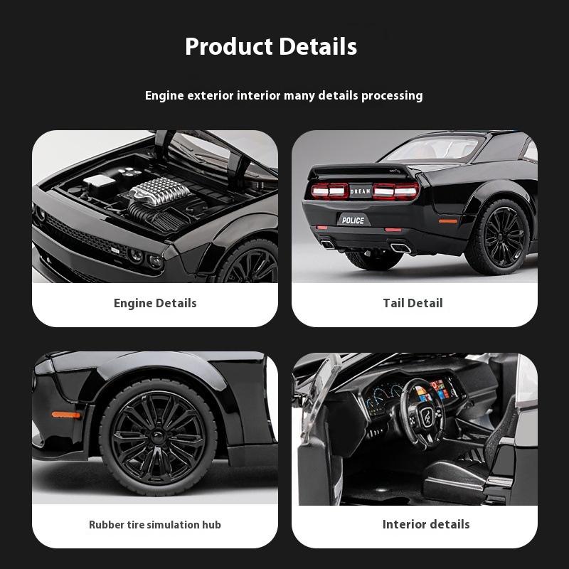 1/22 Dodge Challenger Redeye Hellcat Poliție Aliaj Mașină Sport Model Diecast Sunet & Lumină Jucărie Colecționează Exponat Ornament Cadouri