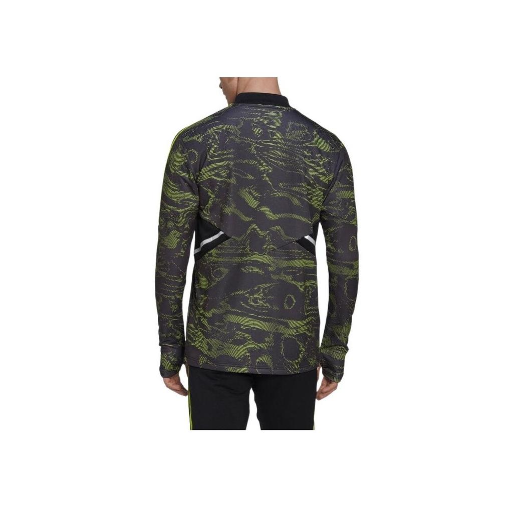 Adidas Fw22 Logo Embroidered Half-Zip Striped Long Sleeve Soccer Jersey Men Tops Camouflage HE6686