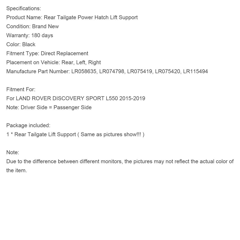 Rear Boot Lid Gas Spring Strut LR075419 Fit Land Rover Discovery Sport L550 LC