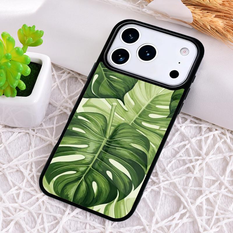 Green Monstera Leaf Phone Case for iPhone 17 Air 16 15 11 12 14 13 Pro Max Shockproof Cover