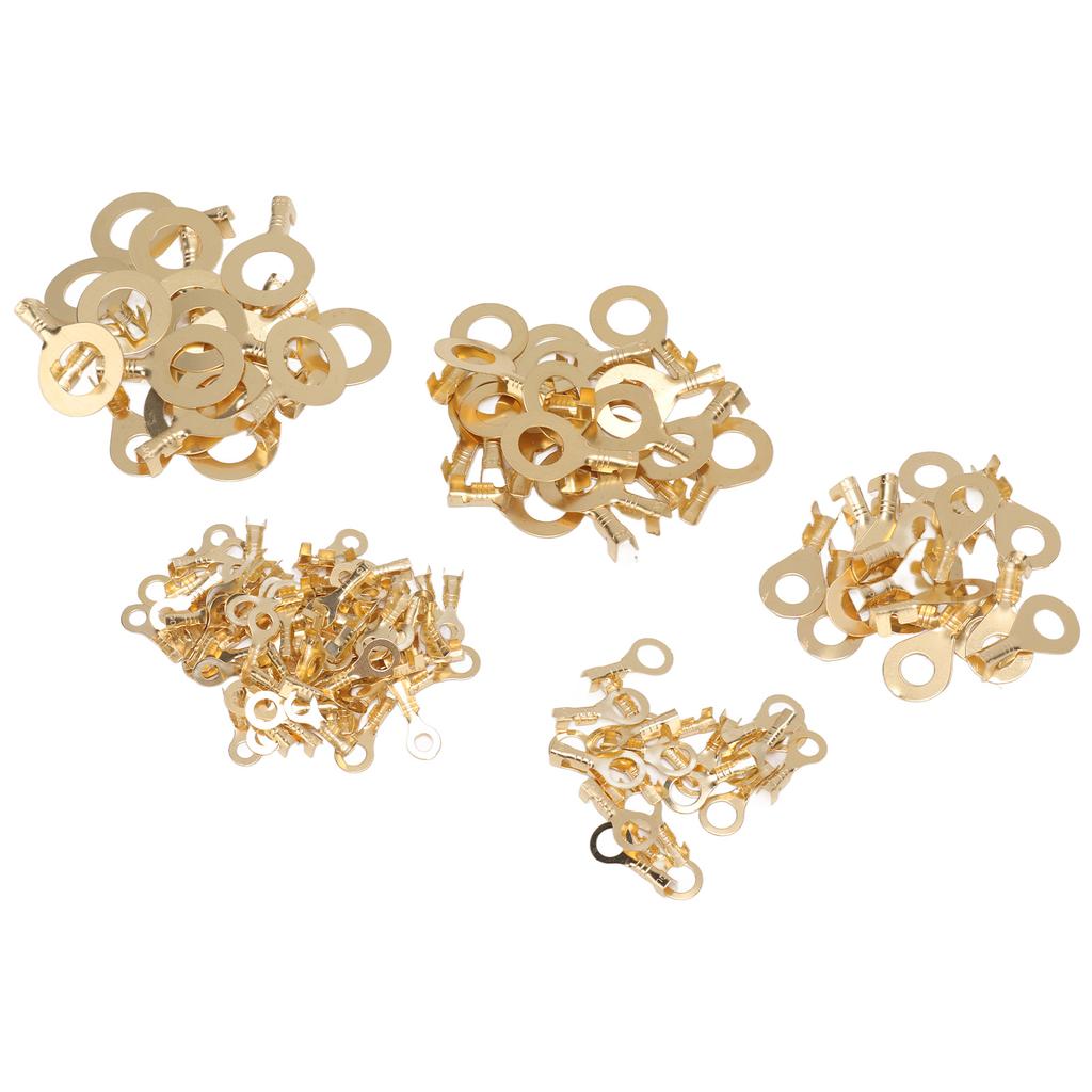 150PCS Ring Terminal Assortment Brass Electric Wire Lugs with Storage Box M3 M4 M5 M6 M8 M10