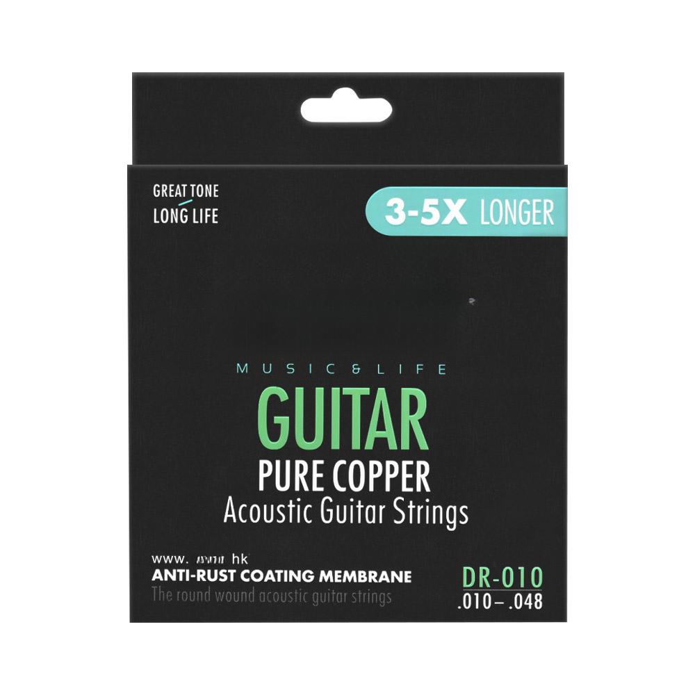 ZIKO DR-010 Acoustic Guitar Strings Hexagon Alloy Wire Pure Copper Wound Anti-Rust Coating Membrane 6 Strings Set
