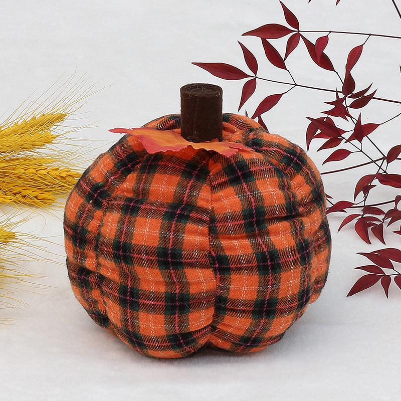 4/5/6in Checkered Fabric Pumpkin PP Cotton Filled Knitted Fabric Small Size Soft Pumpkin Plush Toys
