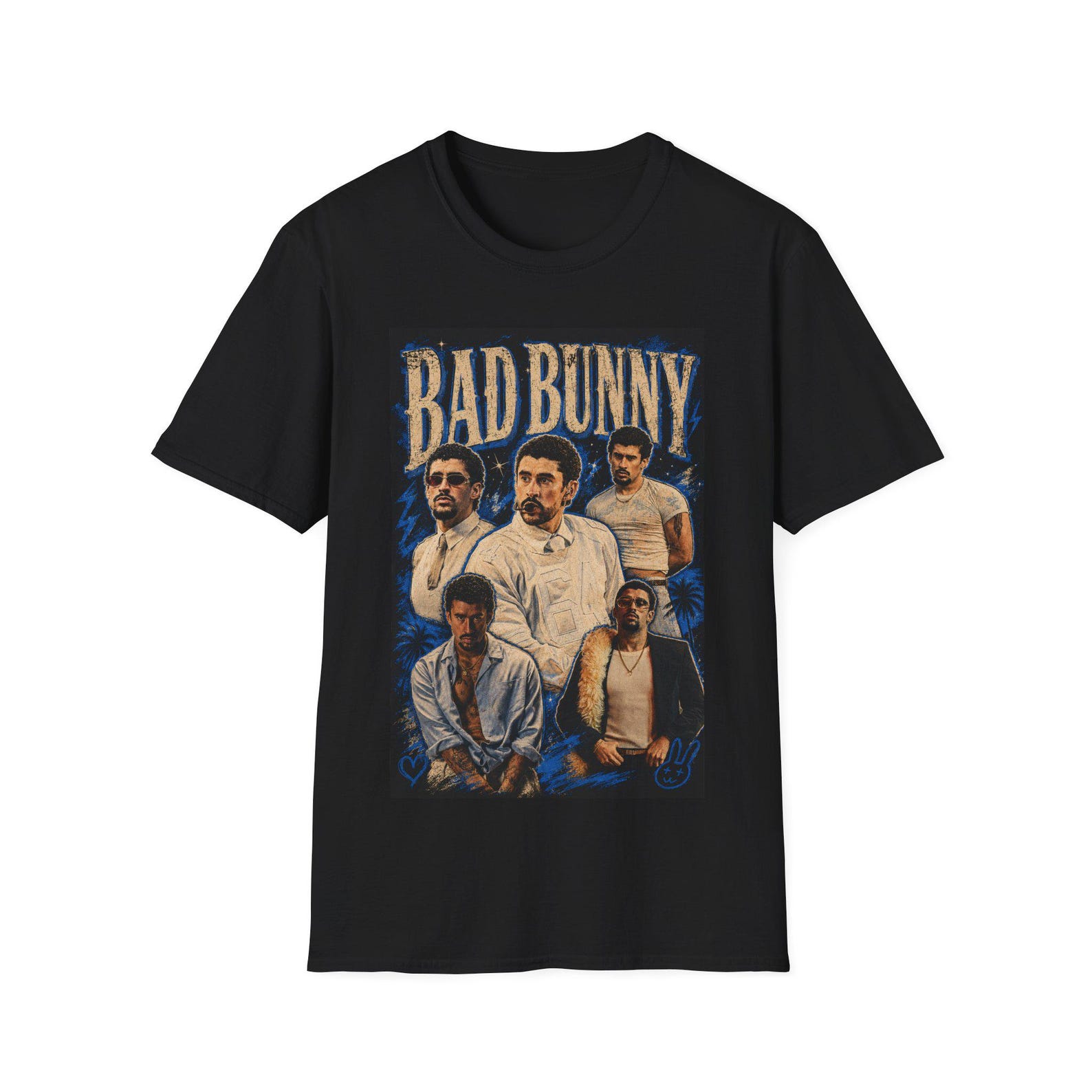 Bad, Bunny Portrait T-Shirt | Retro Band Poster Style M