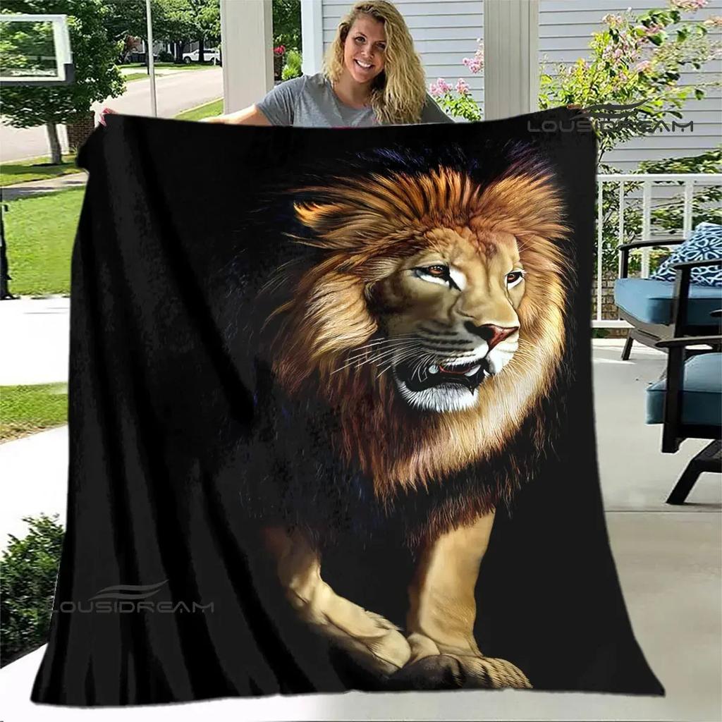 3D Lion Printed Blanket Picnic blanket blankets for beds Flange Warm blanket Home travel blankets bed linings birthday gift