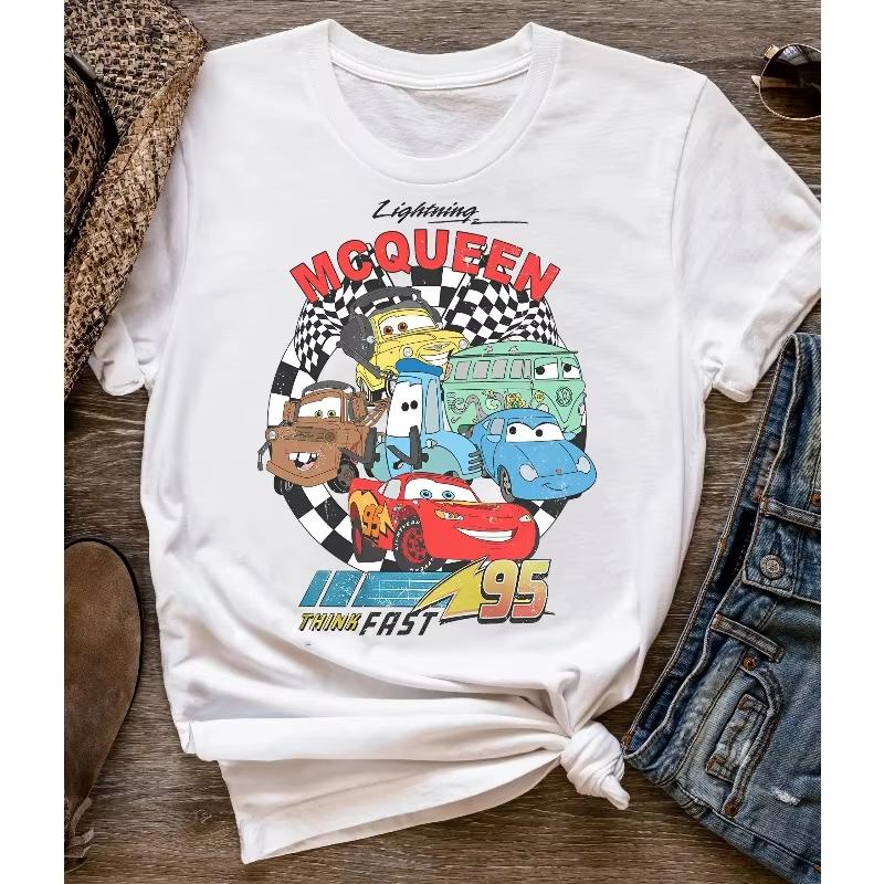 2026 Summer Disney Lightning Mcqueen Graphic Tshirt Men Women Fashion Cotton Quality Casual Loose Short Sleeve Classic Unisex
