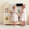 Cucina Giocattolo per Bambini, in Legno, Set da Cucina Giocattolo con Luci e Suoni Realistici, Cibo e Utensili da Cucina, Set Giocattolo per Giochi di Finzione Stile Moderno, Macchina del Ghiaccio,