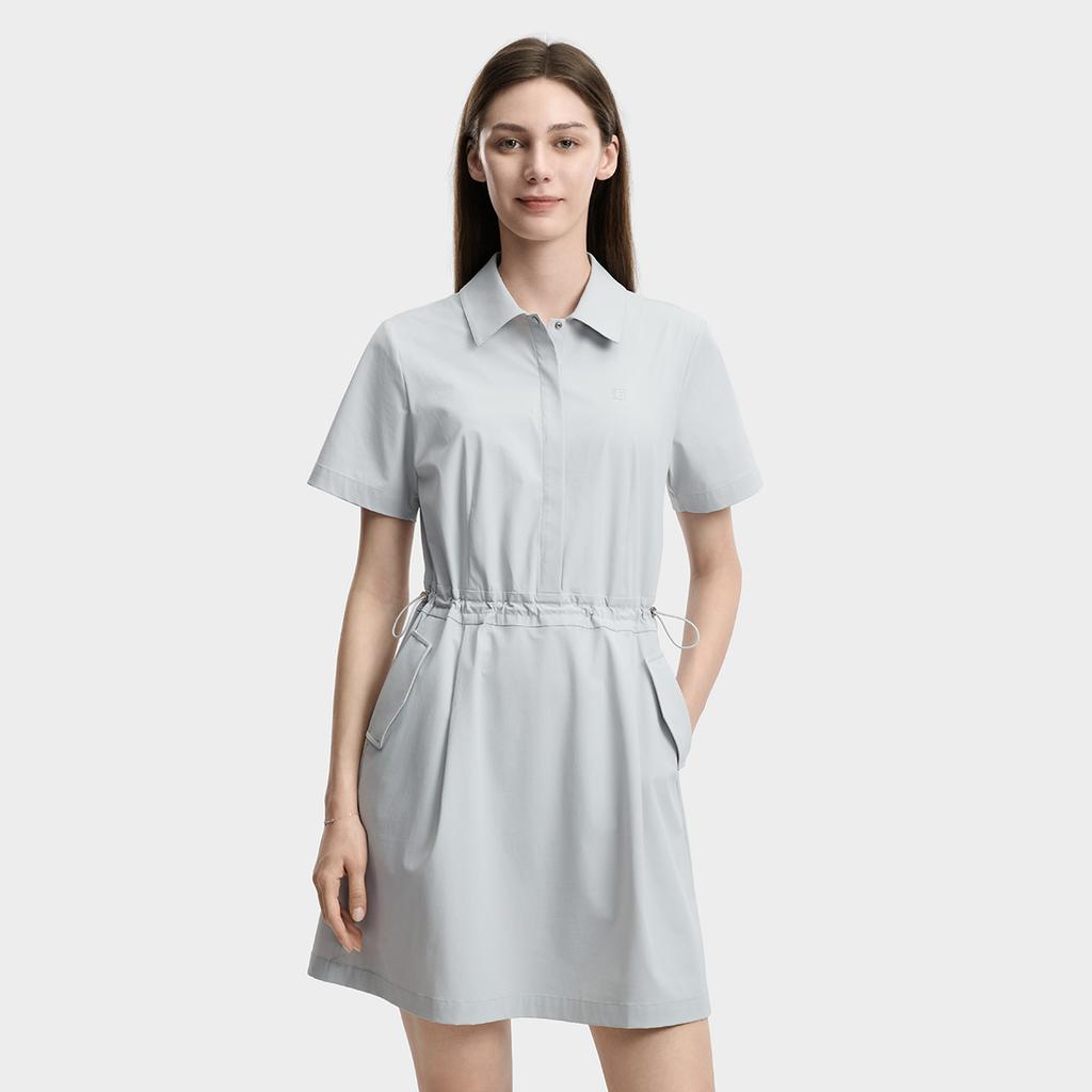 FILA White Contact Cool Simple Fashion Drawstring Short Sleeve Dress Women dresses Gray F11W623316FGY