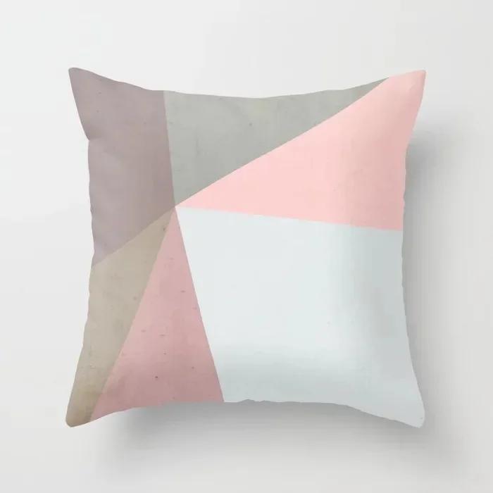 Nordic Light Pink Yellow Geometry Cushion Cover Abstract Art Polyester Pillowscase Simple Modern Couch Decorative Pillow Covers