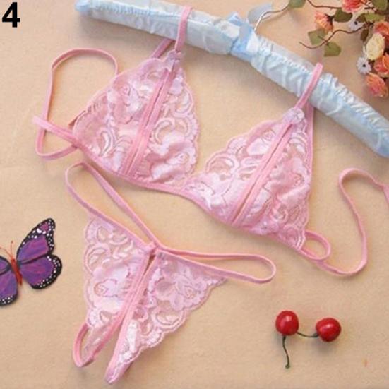 Sexy transparenter Spitzen-BH für Damen, schmaler G-String, modische Unterwäsche, Nachtwäsche