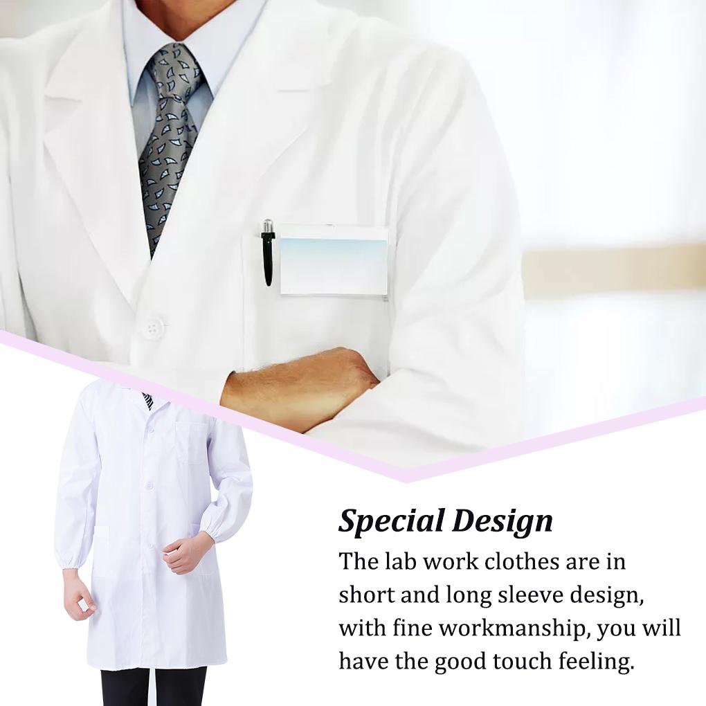 Laborkittel mit Knöpfen, mehrere Taschen, kurze Ärmel, für Tierhandlungen, Schulen, Fabriken, Arbeitskleidung, Praktikumsbereich, Kosmetikerin