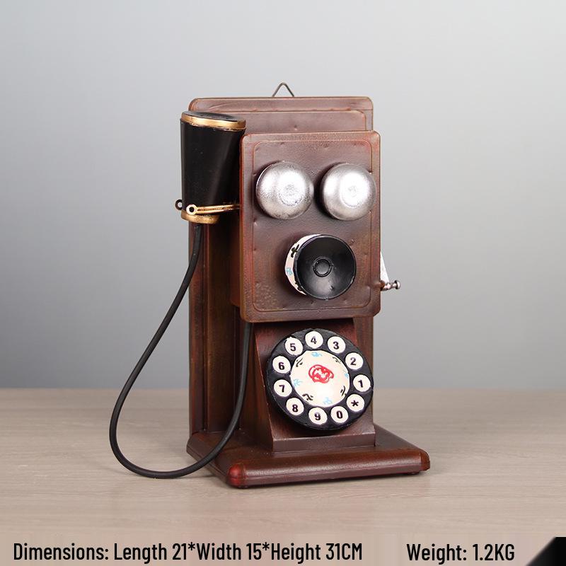 Retro All-Metal Telephone Model: Home Decoration & Wine Cabinet Ornament