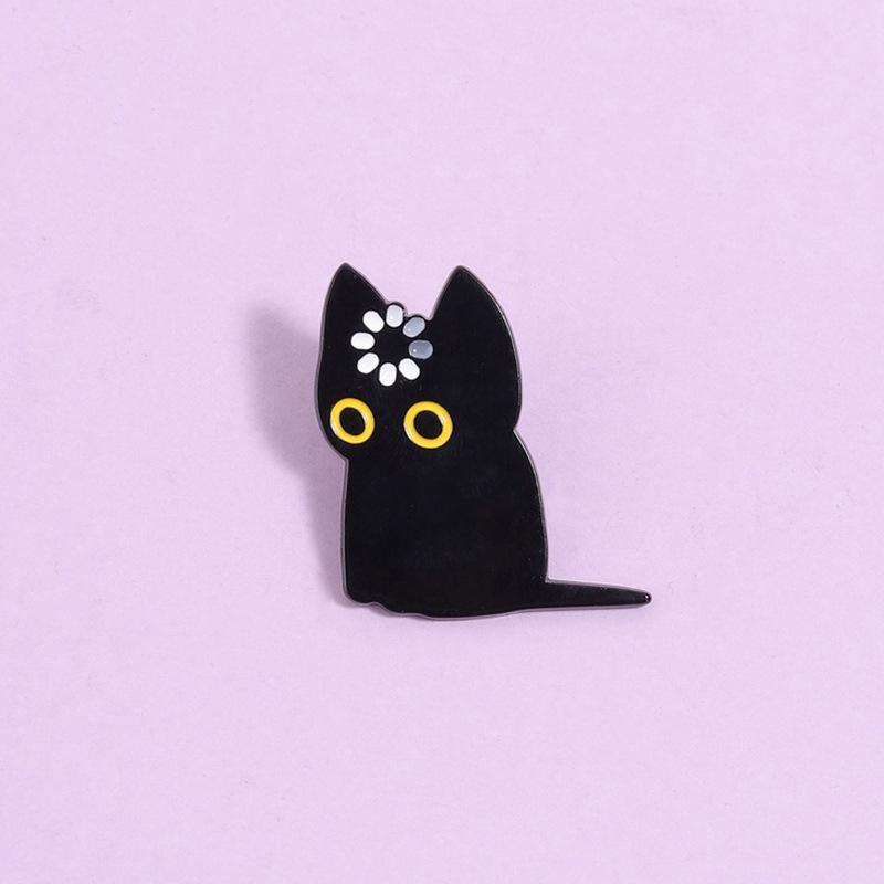 Cute Black Cat Enamel Pin Cartoon Metal Brooch Collar Pin Badge Backpack Clothing Decor Fashion Accessory Gift For Daily Wear