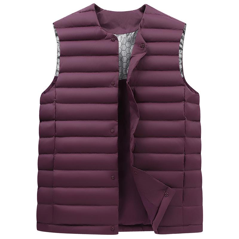 2025 Winter Men's Convertible Round/V-Neck White Duck Down Short Vest