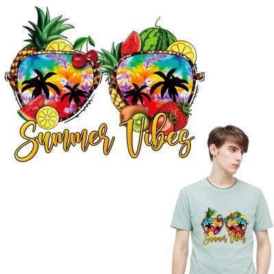 Iron On Patch Summer Fruits Clothes Stickers Bikini Diy T-Shirt Parches Ropa Heat Press Appliqued Patches For Clothing Palm