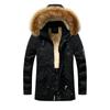 Winter Men's Hooded Plush Large Wool Collar Medium and Long Cotton Clothes