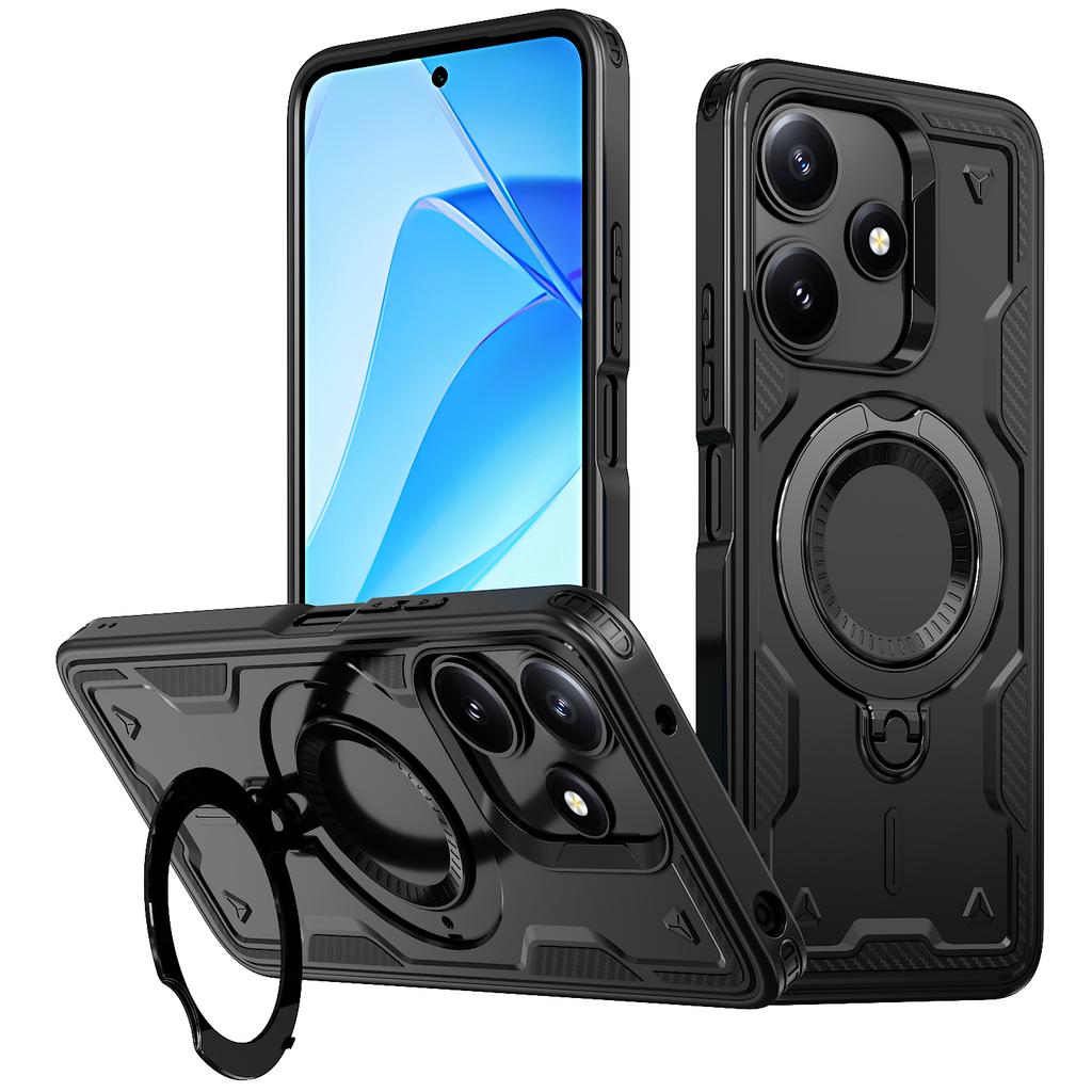 For Xiaomi Poco M6 Pro 5G/Redmi 12 5G (Global) Case Compatible with MagSafe Military Protection PC+TPU Kickstand Phone Cover