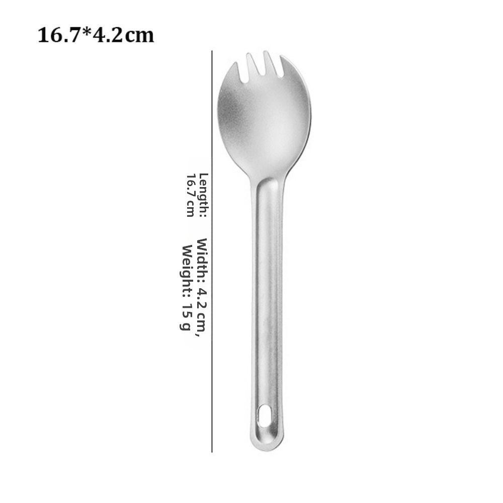 Long Handle Titanium Spoon Fork Portable Picnic Utensils Spoon Fork  Outdoor Travel Supplies