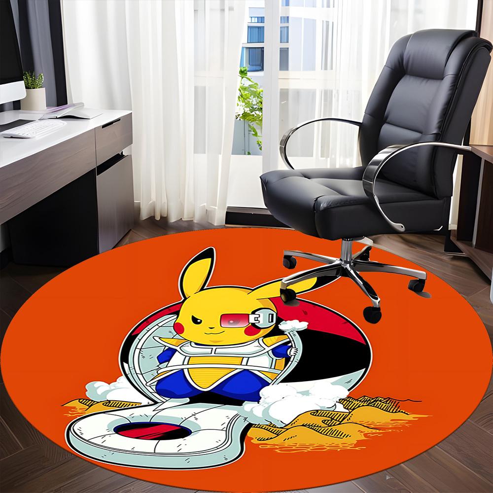 1pc Pikachu Pokémon Chair Carpet for Office, Indoor Non-Slip Polyester Fiber Carpet, Machine Washable, Durable Construction Yy251205102