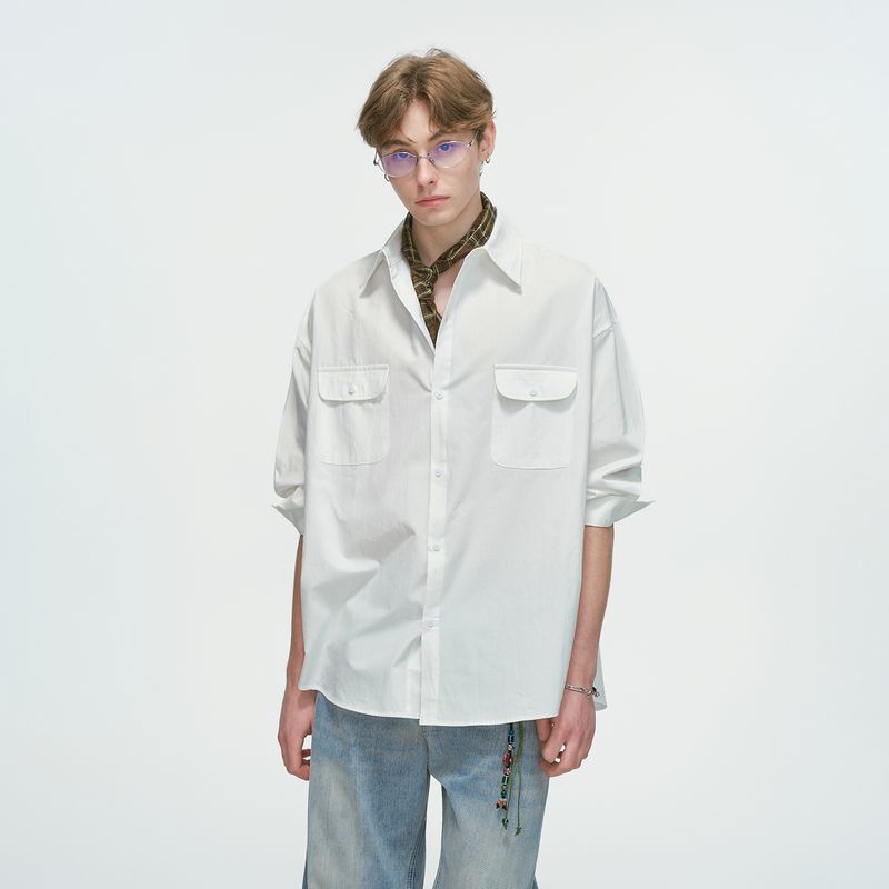 

Dream Made American Cleanfit Workwear Long-Sleeved Shirt for Men, Spring and Autum Casual Couple White Shirt White XL