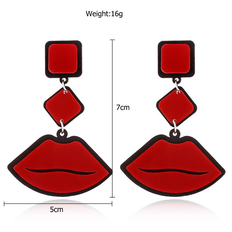 Europejskie i Amerykańskie Płomień Duże Czerwone Usta Rock Punk Jazz Super Przesadzone Moda Akrylowe Kolczyki