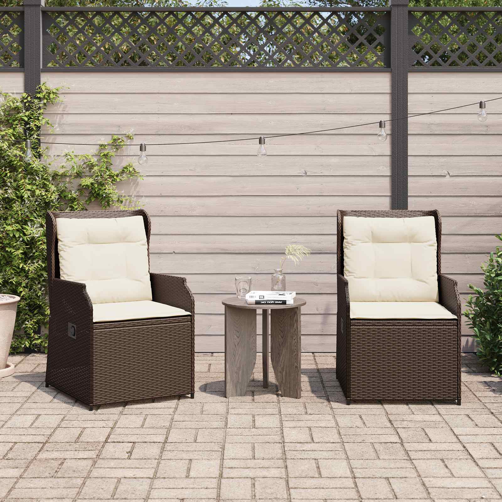 vidaXL Garden Bench Set 2 pcs Brown Poly Rattan