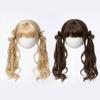 30cm BJD Wig Soft Mohair Bangs Double Ponytails Bow Curly Long Hair for 1/6 BJD SD DD Doll Hair 6-7 Inch Doll Accessories