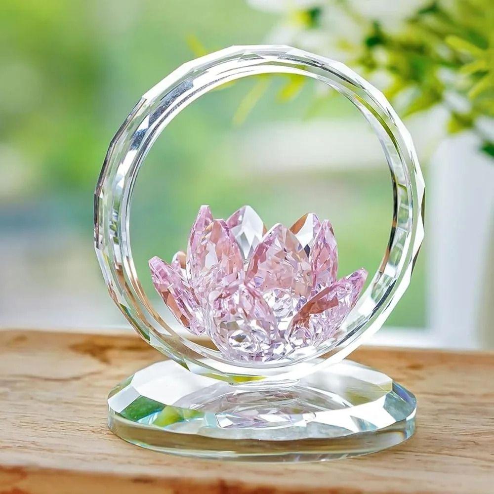 Reflection Effect Lotus Flower Figurine Stable Base Clear Lotus Flower Collectible  Home Decor