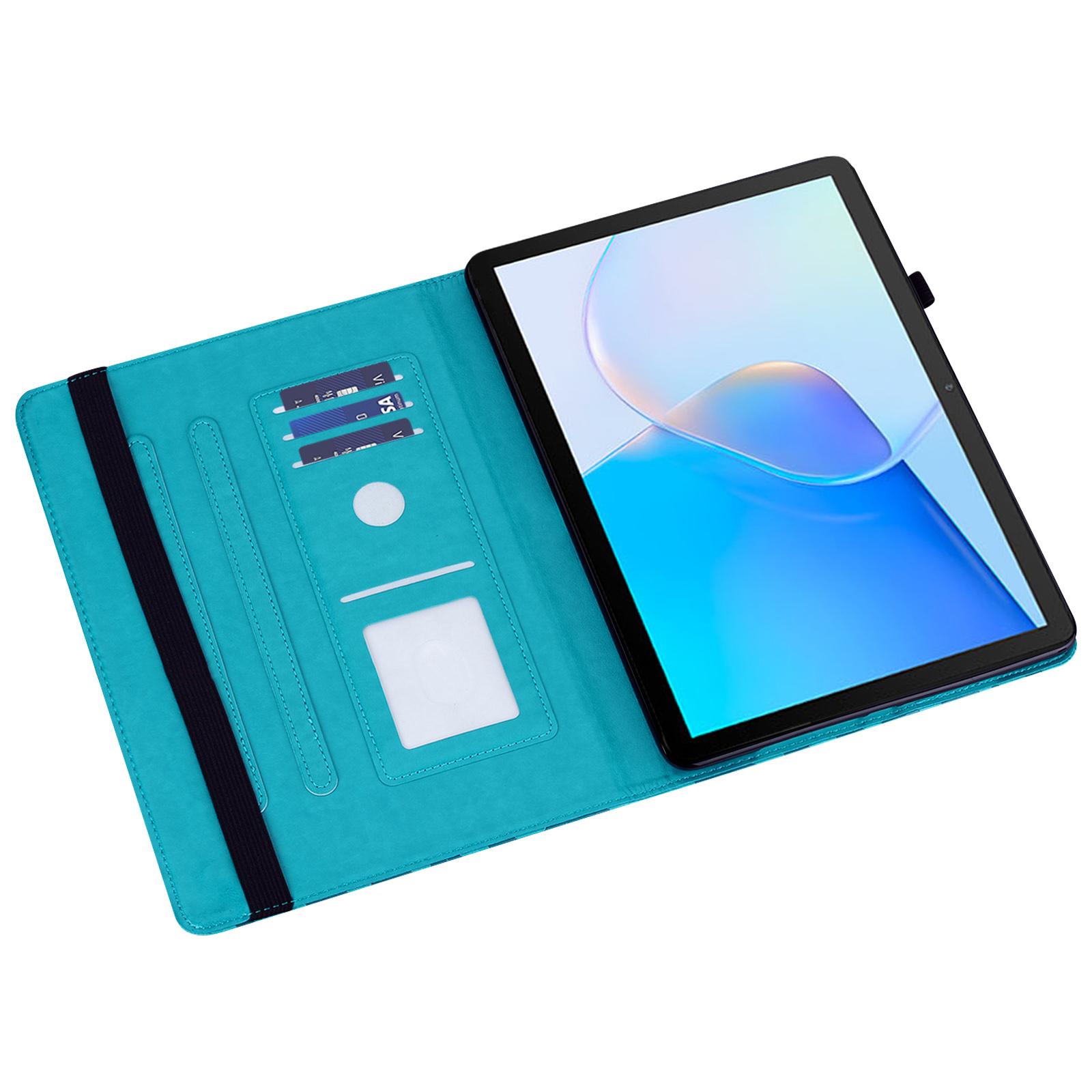 

For Honor Pad X9 Case PU Leather Tree Deer Pattern Folding Stand Tablet Cover Blue