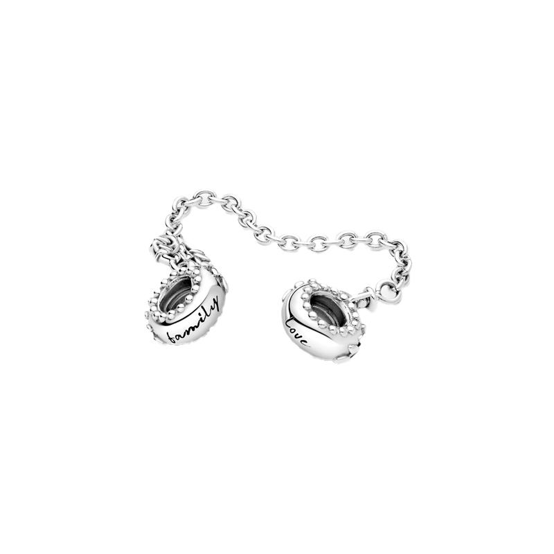 Pandora Silver Heart Shape Family Tree Safety Chain 799293C00