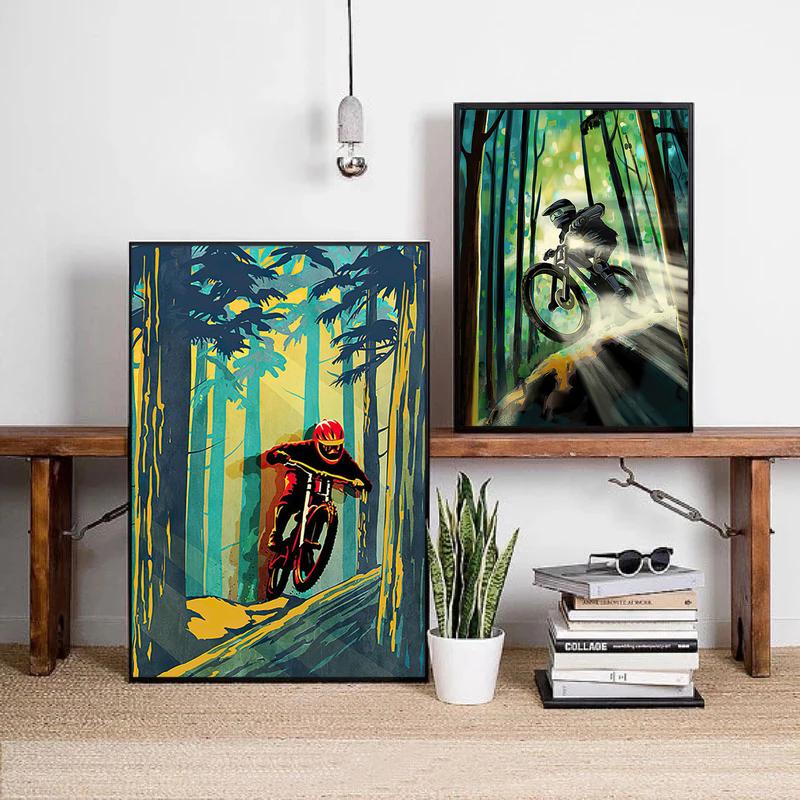 Vintage Posters and Prints Sports Bike Cycling Wall Art Canvas Painting Nordic Wall Pictures for Boy Bedroom Living Room Decor No Frame