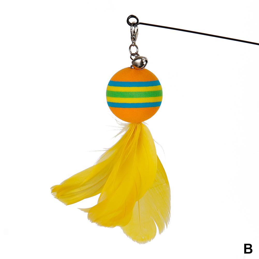 Cat Interactive Toy Funny Feather Ball Teaser Wand Toy with Bell Cat Stick Toy for Kitten Playing Teaser Wand Toy Cat Supplies