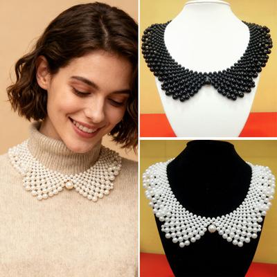 Colletto Falso di Perle Finte Donna Colletto Falso con Perline Choker Staccabile Retro Colletto Falso per Maglioni Abiti Appuntamenti Matrimonio