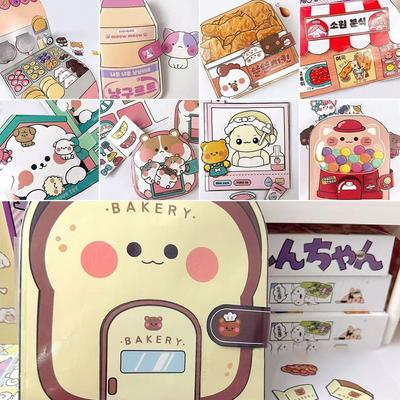 Paper Waffle Quiet Book Colorful Bread Cartoon Busy Book Fried Chicken Handmade Snack Bar Sticker Game. Handmade Material Kit