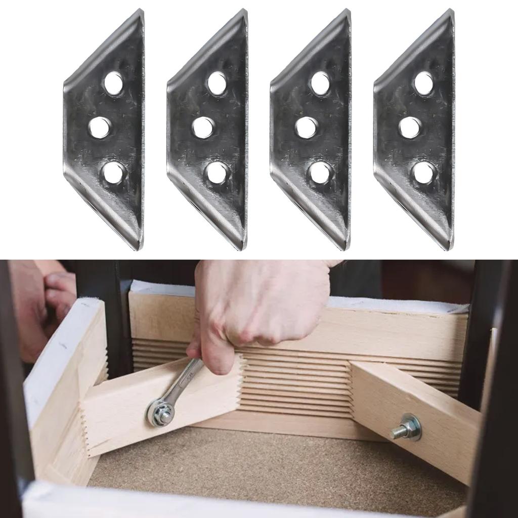 Home Furniture Corner Brackets Hardware Accessory 2mm Thick 90 Degree Connect To Three Boards Stainless Steel Wood Connection