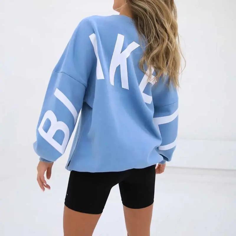 Neuer grenzüberschreitender europäischer und amerikanischer Mode-Druck verdickter vielseitiger langärmeliger lockerer Pullover weibliche Trendmarke